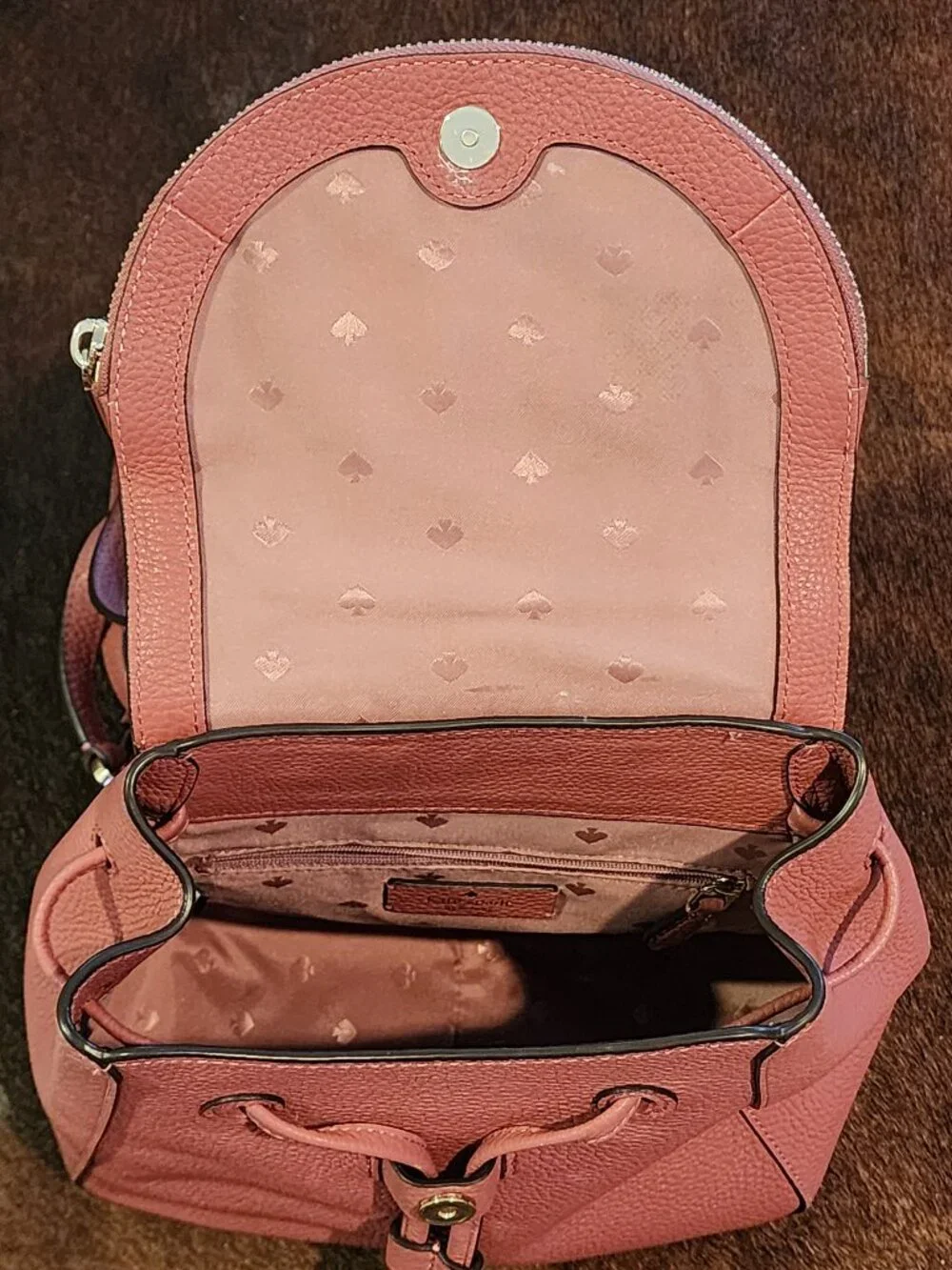 Kate Spade Leila Medium Flap Pebbled Leather Backpack Pink